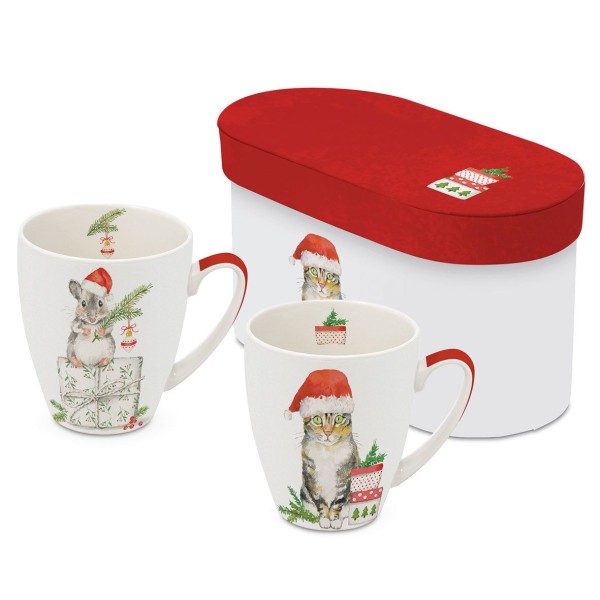 Fridolin & Kitty Mugs set of 2 in gift box 350ml New Bone China