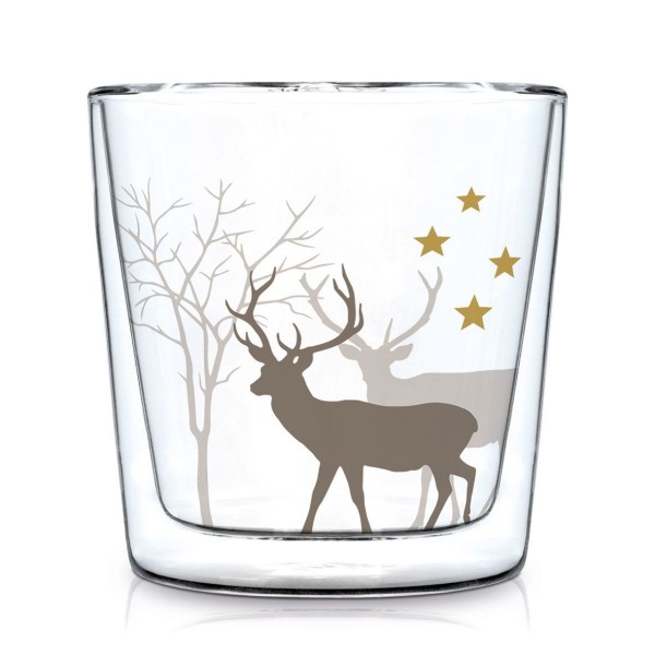 Winter Deers white Doublewall Trendglass 300ml