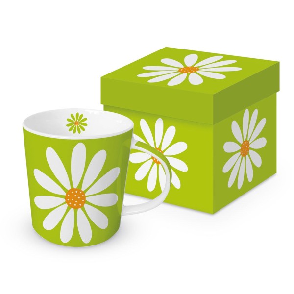 Happy Flower greenMug in gift box New Bone China 400 ml