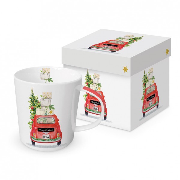 Christmas Taxi Mug in gift box 350ml New Bone China