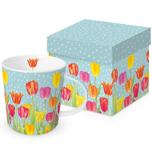 Happy Tulips Mug in gift box New Bone China 400 ml