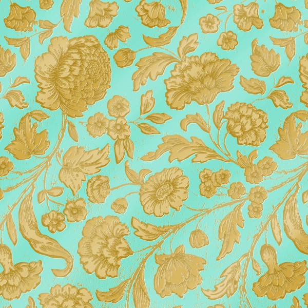 George V. embossed mint/gold Lunch Napkins 33x33 cm