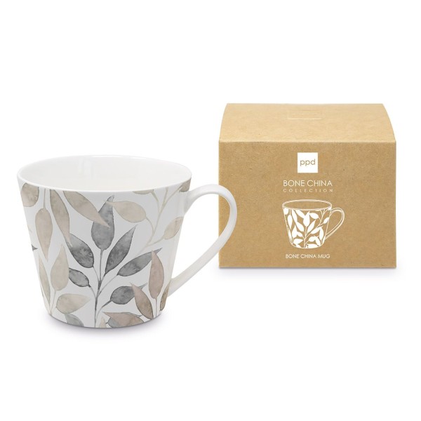 Edle Trend Mug Scandic Leaves white 400ml New Bone China