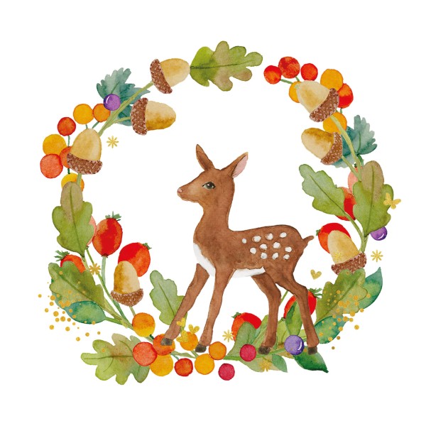 Wreath & Bambi Lunch Napkins 33x33 cm
