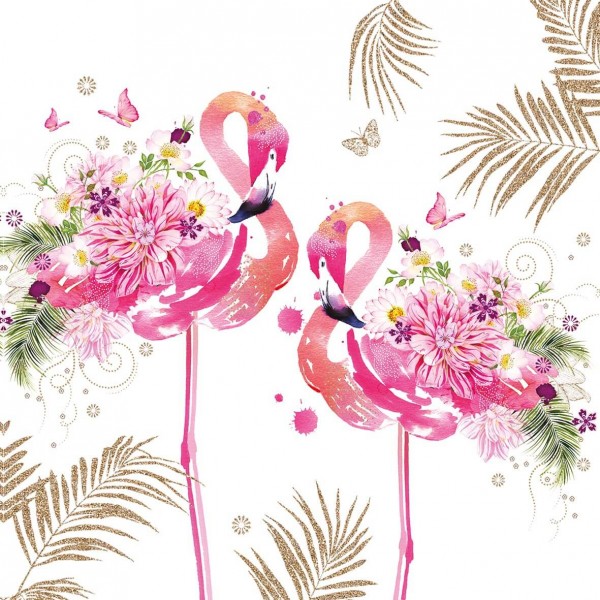 Floral Flamingos Lunch Napkins 33x33 cm