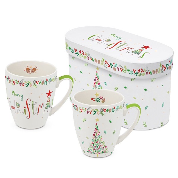 Turnowsky X-Mas Mugs set of 2 in gift box 350ml New Bone China
