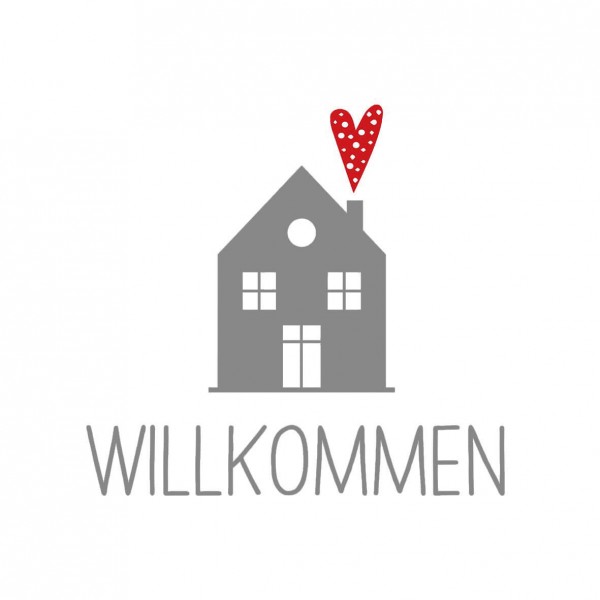 Willkommen weiss Lunch Napkins 33x33 cm