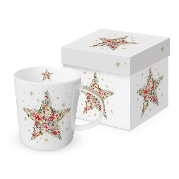 Beautiful Christmas Star Mug in gift box New Bone China 400 ml