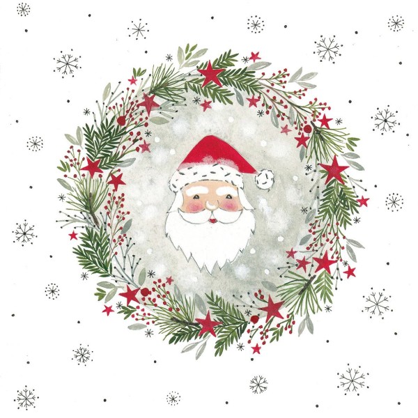 Wreath & Santa Lunch Napkins 33x33 cm