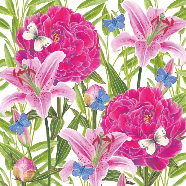 Peonies & Lillies Lunch Napkins 33x33 cm