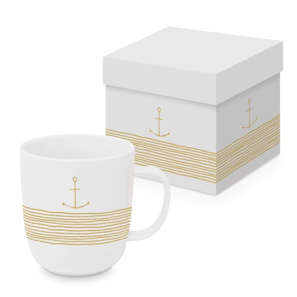 Pure Anchor gold Mug matte in gift box 350ml New Bone China