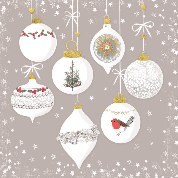 Ornaments and Snow Cocktail Napkins 25x25 cm
