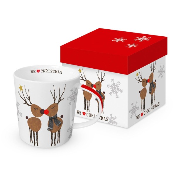 We love Christmas cream Mug in gift box New Bone China 400 ml