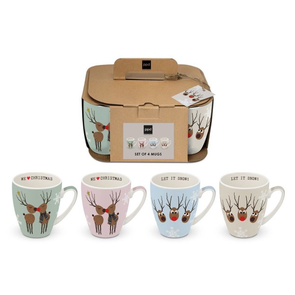 We love Christmas Mug set of 4, 350ml New Bone China