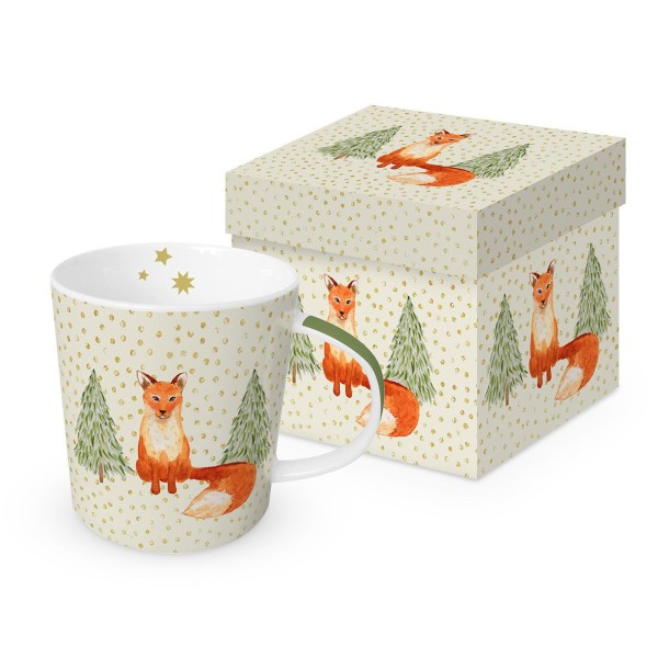 Snowflakes & Fox Mug in gift box New Bone China 400 ml