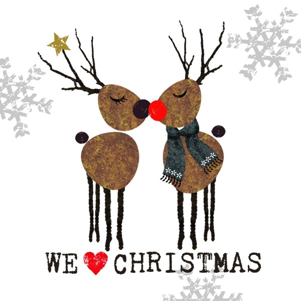We love Christmas white Lunch Napkins 33x33 cm