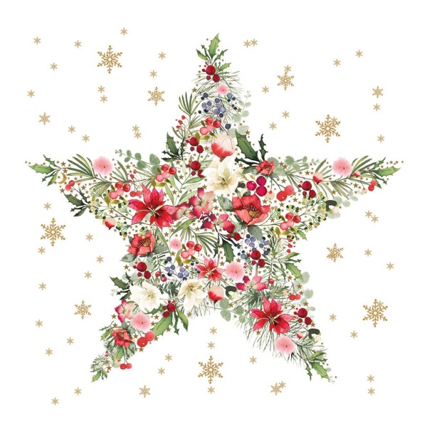 Beautiful Christmas Star Lunch Napkins 33x33 cm