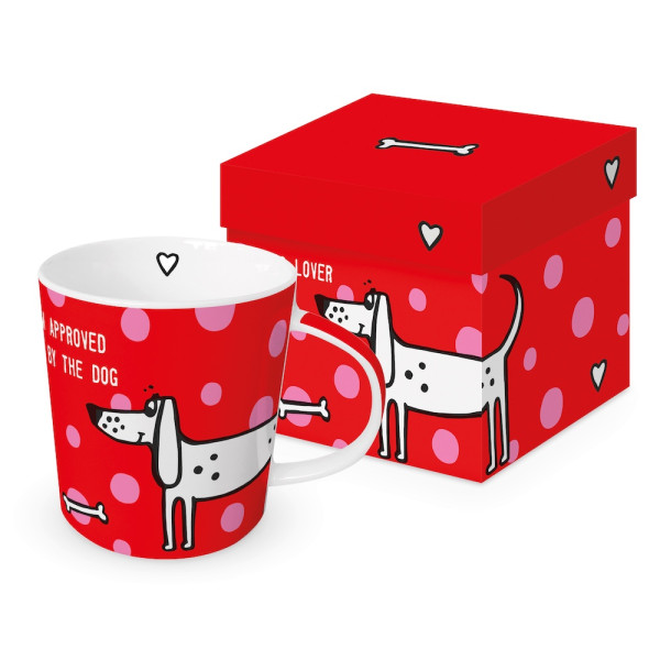 Dog Approved red Mug in gift box New Bone China 400 ml