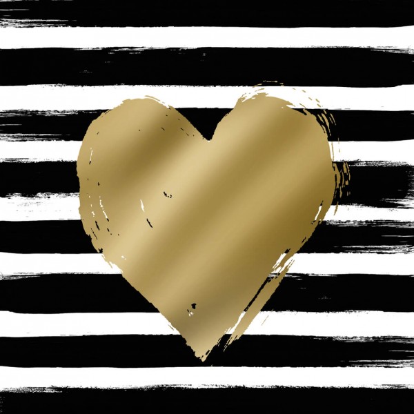 Heart & Stripes black/gold Lunch Napkins 33x33 cm