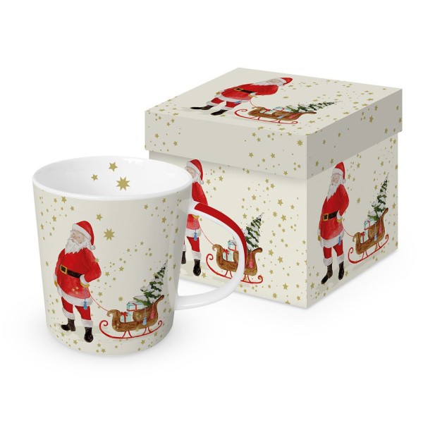 Snowflakes & Santa Mug in gift box New Bone China 400 ml