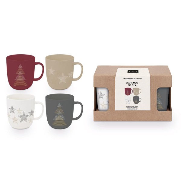 Pure Christmas & Starlight Mug set of 4 matte New Bone China 350ml