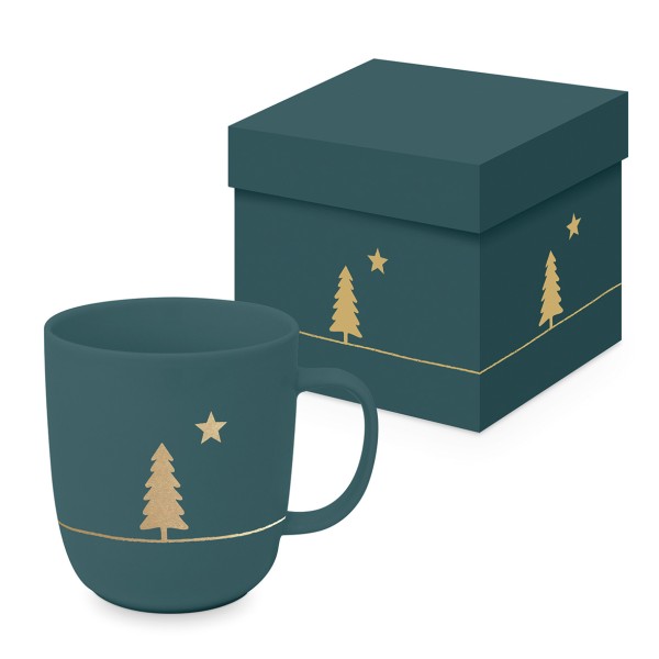Pure Gold Tree forest Mug matte in gift box 350ml New Bone China