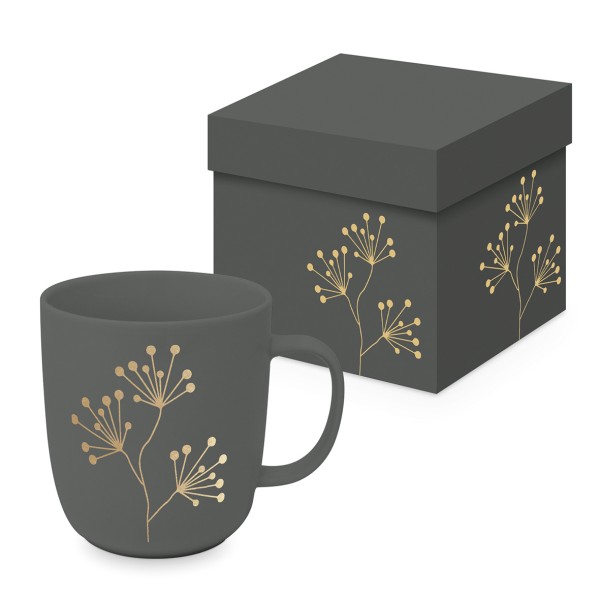 Pure Gold Berries grey Mug matte in gift box 350ml New Bone China