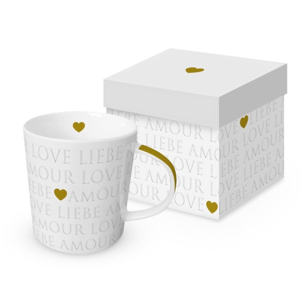 Love Letters pearl Trend Mug geprägt 400ml mit Goldapplikation
