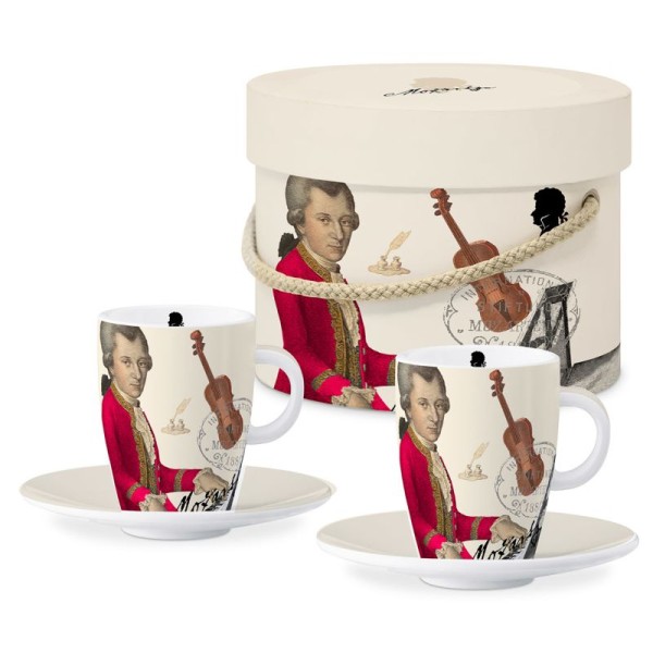 Mozarteaum Espresso Mugs set of 2 in gift box, New Bone China, 75ml