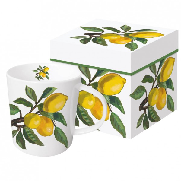 Lemon Musée white Trend Mug in a matching square gift box 350ml New Bone China