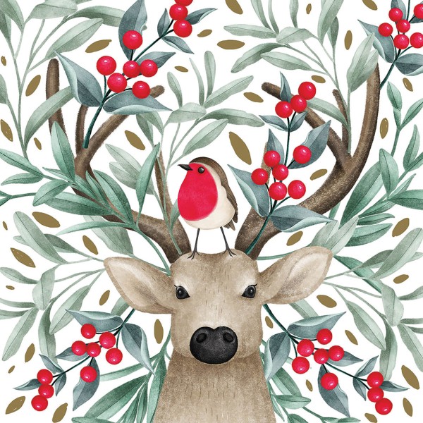 Birds & Buck Cocktail Napkins 25x25 cm