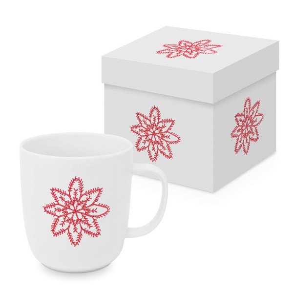 Atelier Cristal embossé rouge Mug in gift box New Bone China 400 ml