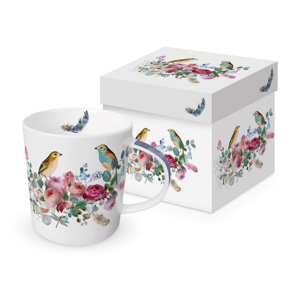 Bird Conversation Trend Mug in a matching square gift box 350ml New Bone China
