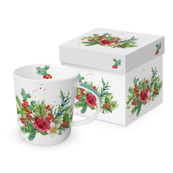 Flora Christmas Mug in gift box 350ml New Bone China