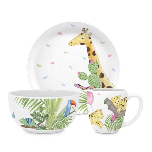 Croco & Giraffe Kids Set of 3 New Bone China