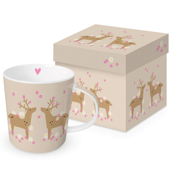 Flower Deers Mug in gift box New Bone China 400 ml