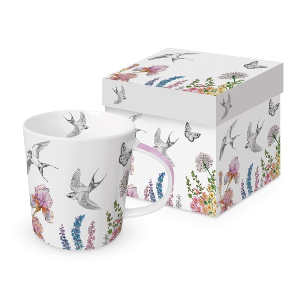 Printemps Hirondelles Trend Mug in a matching square gift box 350ml New Bone China