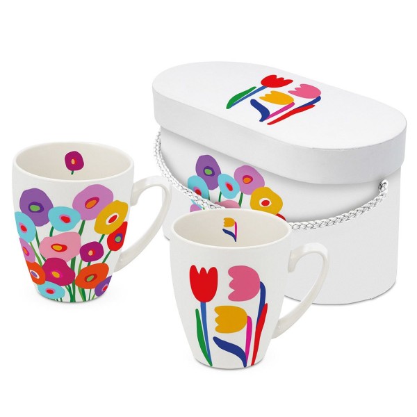 Super Bloom Mugs set of 2 in gift box 350ml New Bone China