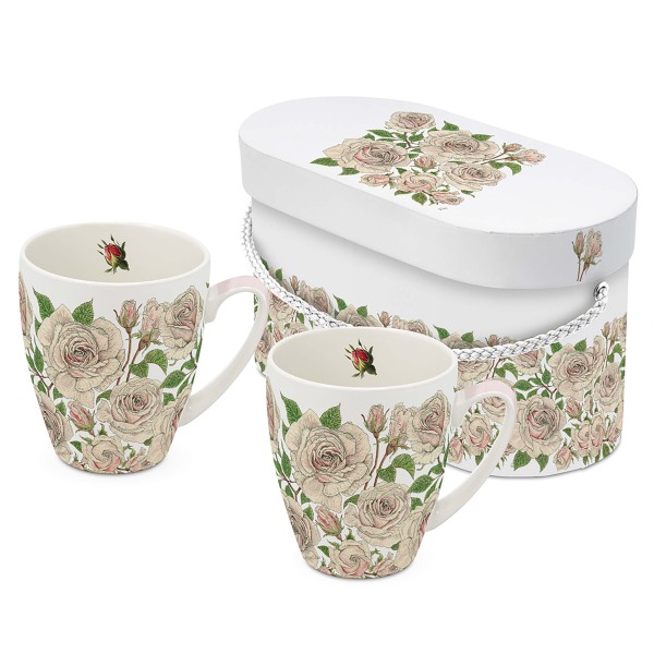 Roses Mug set of 2 in gift box 350ml New Bone China