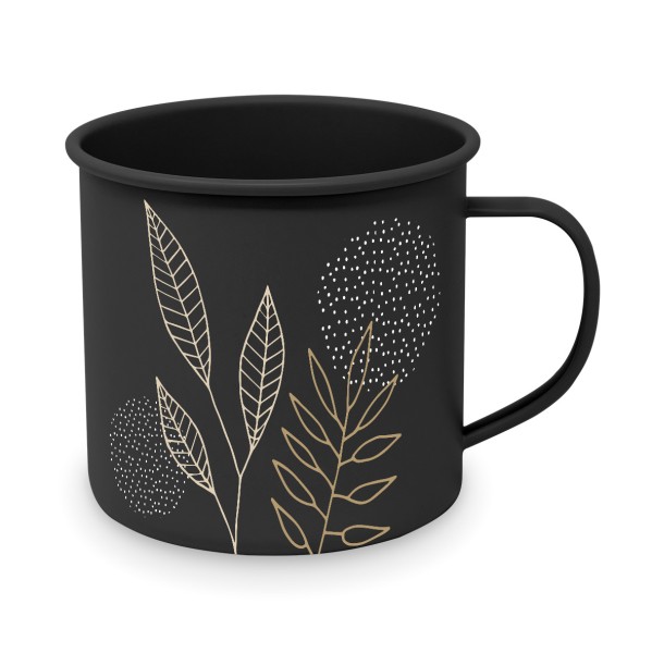 Pure Meadow black Happy Metal Mug 400ml