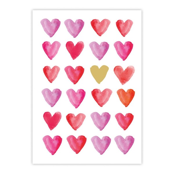 Aquarell Hearts gold Postcard