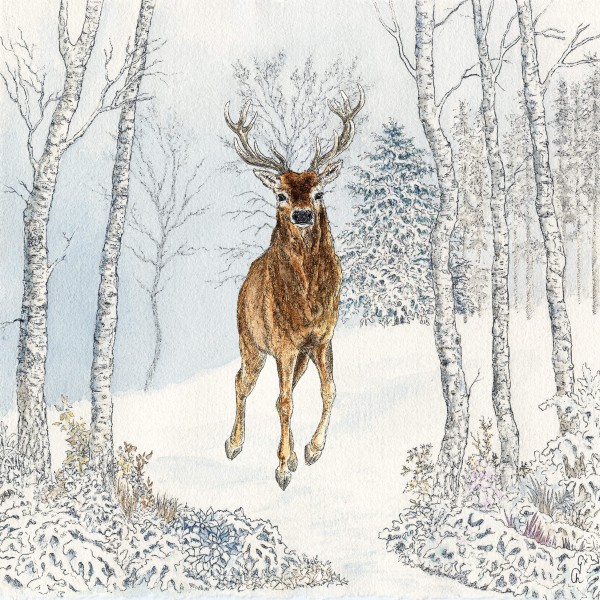 Cerf Hiver Lunch Napkins 33x33 cm