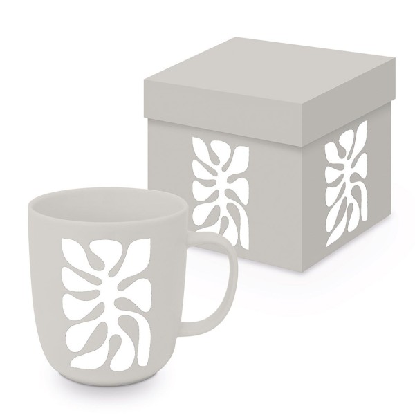 Germaine taupe Trend Mug in a matching square gift box 350ml New Bone China