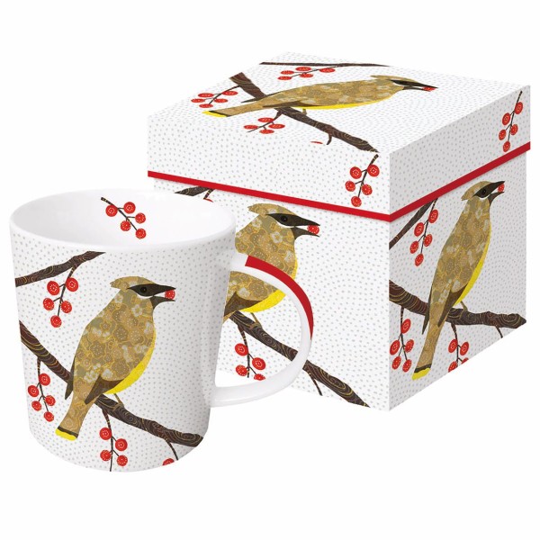 Bird & Berries Trend Mug in a matching square gift box 350ml New Bone China