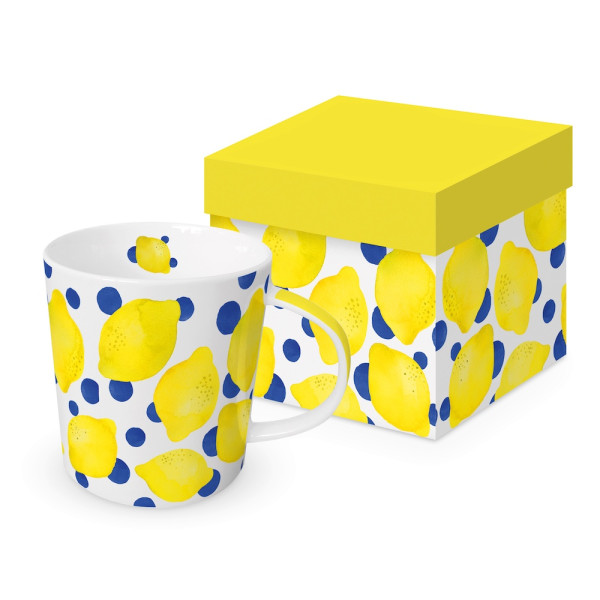 Lemon & Dots Mug in gift box New Bone China 400 ml
