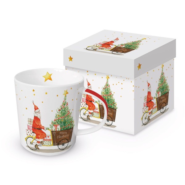 Santa Delivery Trend Mug in a matching square gift box 350ml New Bone China