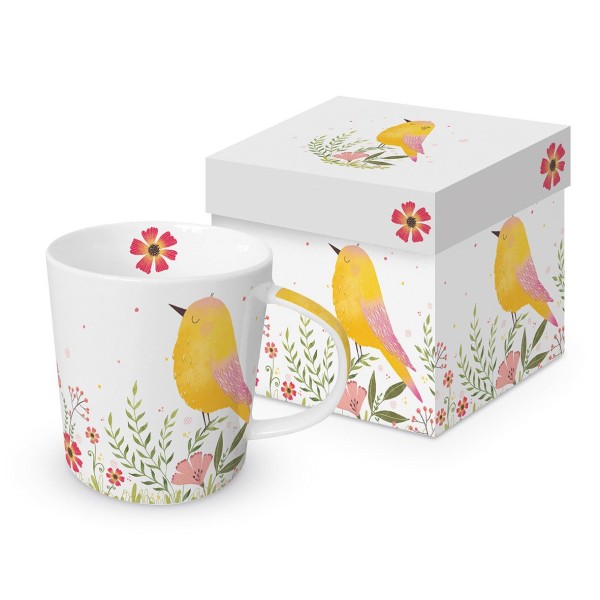 Bird yellow Mug in gift box 350ml New Bone China