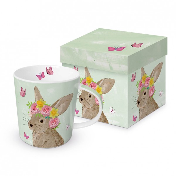 Easter Beauty green Trend Mug in a matching square gift box 350ml New Bone China