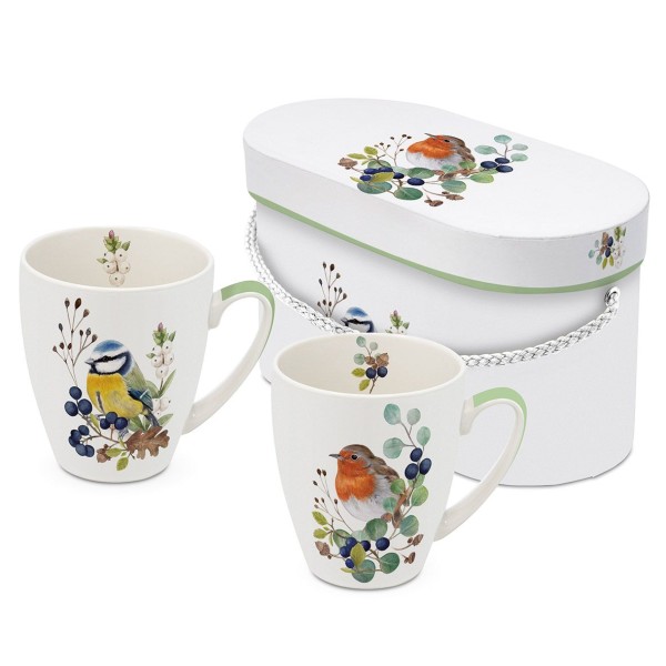 Deux Oiseaux Mug set of 2 in gift box 350ml New Bone China