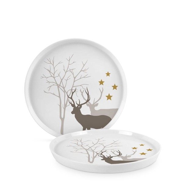 Winter Deers white Trend plate New Bone China Ø 15 cm